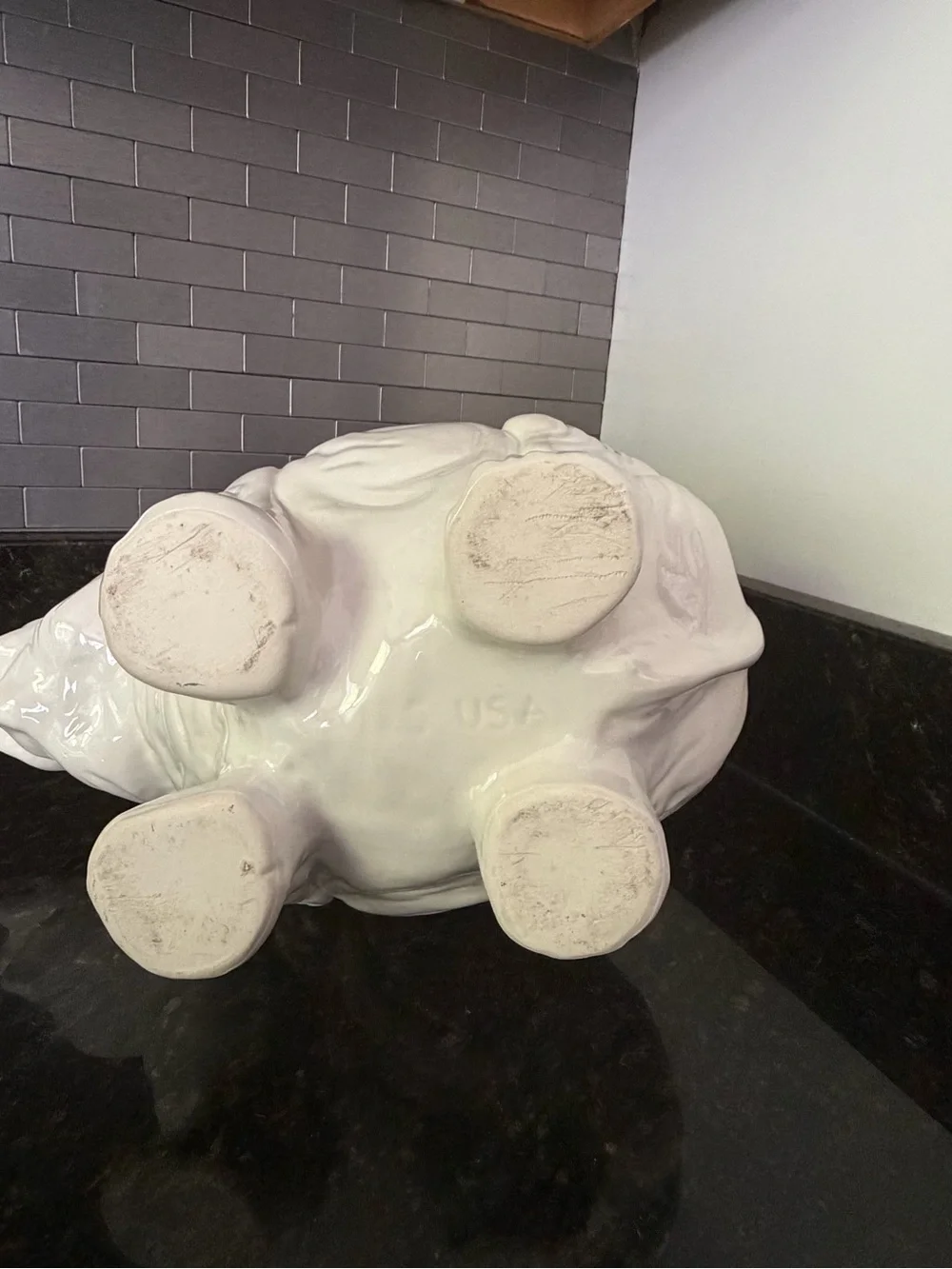 Vintage USA Pottery White Elephant Planter | Large Glossy Ceramic Cachepot | 12”